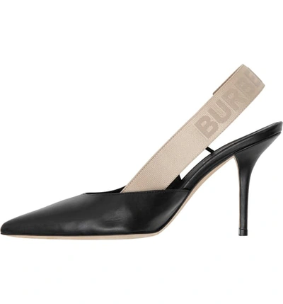 Shop Burberry Maria Logo Slingback Pointy Toe Pump In Black