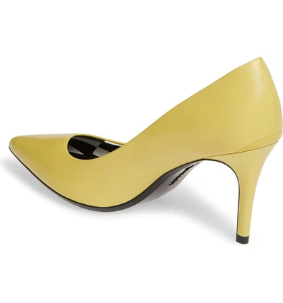 Shop Calvin Klein 'gayle' Pointy Toe Pump In Yellow Leather