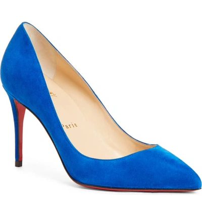 Shop Christian Louboutin Pigalle Follies Pointy Toe Pump In Blue Suede