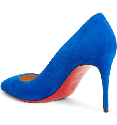 Shop Christian Louboutin Pigalle Follies Pointy Toe Pump In Blue Suede