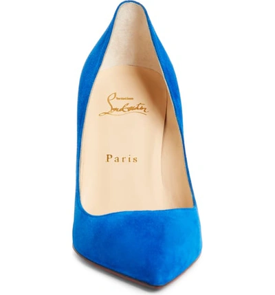 Shop Christian Louboutin Pigalle Follies Pointy Toe Pump In Blue Suede