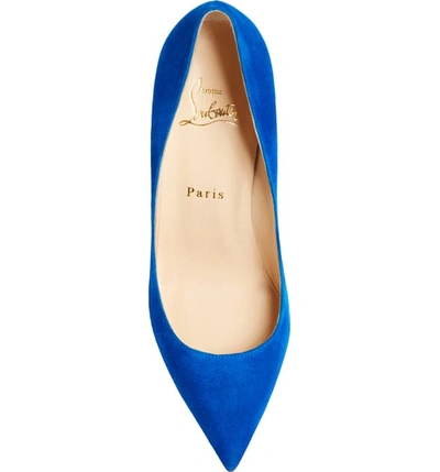 Shop Christian Louboutin Pigalle Follies Pointy Toe Pump In Blue Suede