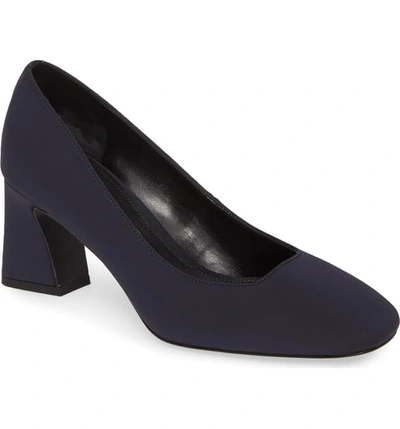 Shop Donald Pliner Ellio Block Heel Pump In Navy Fabric