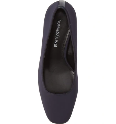 Shop Donald Pliner Ellio Block Heel Pump In Navy Fabric