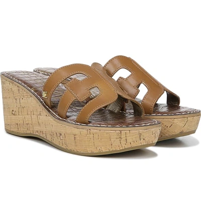 Shop Sam Edelman Regis Platform Wedge Slide Sandal In Saddle Leather