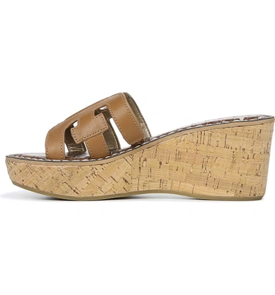 Shop Sam Edelman Regis Platform Wedge Slide Sandal In Saddle Leather