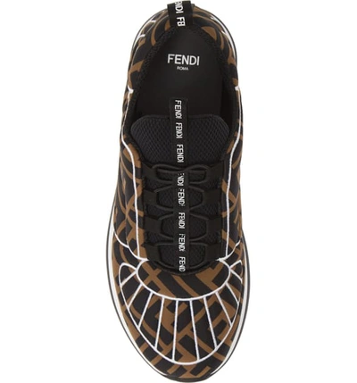 Shop Fendi Ffreedom Logo Embroidered Sneaker In Black/ Brown
