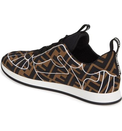 Shop Fendi Ffreedom Logo Embroidered Sneaker In Black/ Brown