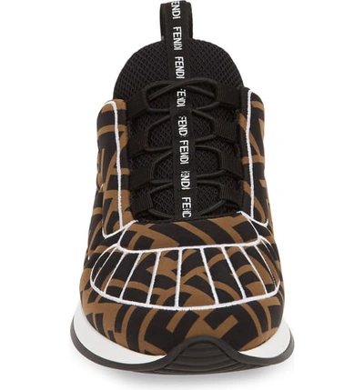 Shop Fendi Ffreedom Logo Embroidered Sneaker In Black/ Brown