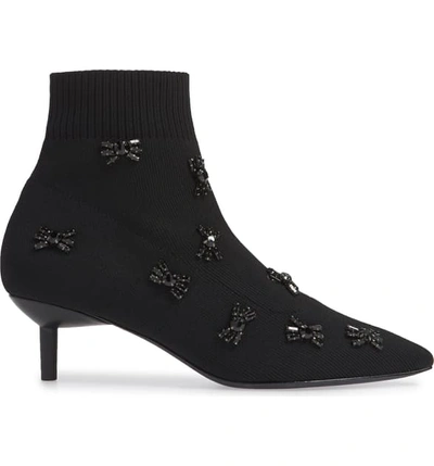 Shop Donald Pliner Betti Embellished Sock Bootie In Black Knit Fabric