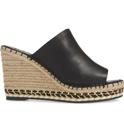 Shop Karl Lagerfeld Carina Wedge Sandal In Black Nappa Leather