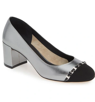 Shop Ferragamo Avella Chainlink Trim Pump In Silver