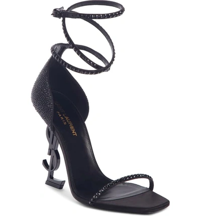 Shop Saint Laurent Opyum Ankle Wrap Sandal In Black