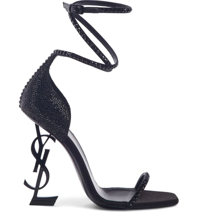 Shop Saint Laurent Opyum Ankle Wrap Sandal In Black