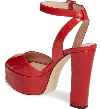 Shop Giuseppe Zanotti Platform Block Heel Sandal In Red