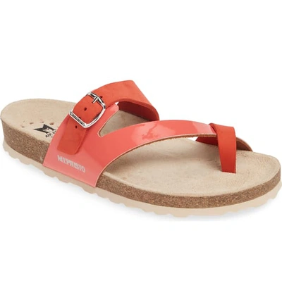 Shop Mephisto Nalia Slide Sandal In Coral Patent Leather