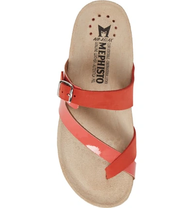 Shop Mephisto Nalia Slide Sandal In Coral Patent Leather