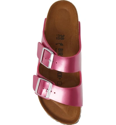 Shop Birkenstock Arizona Electric Slide Sandal In Electric Metallic Magenta