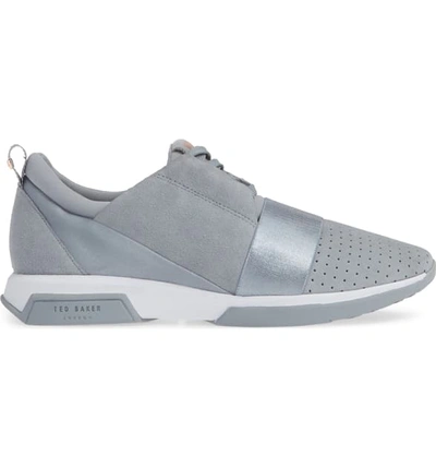 Shop Ted Baker Cepap Sneaker In Slate Grey Suede/ Satin