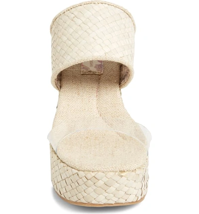 Shop Band Of Gypsies Dusk Wedge Slide Sandal In Ecru Rattan/ Clear