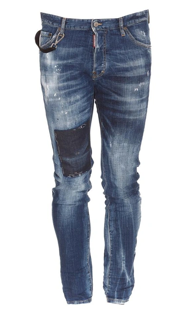 Shop Dsquared2 Distressed Faded Skinny Jeans In Blue