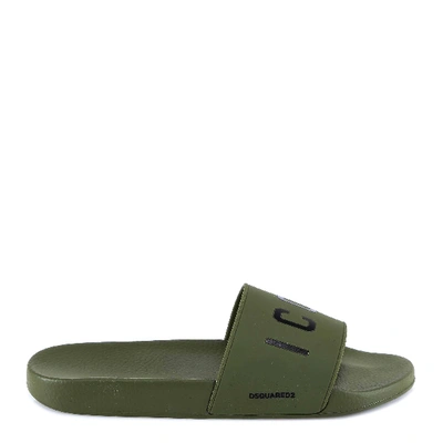 Shop Dsquared2 Icon Printed Slides In Green