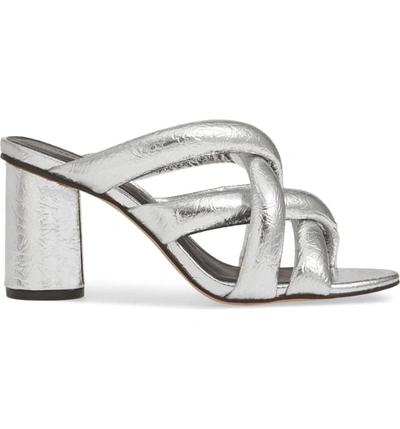 Shop Rebecca Minkoff Amandine Sandal In Silver Metallic Faux Leather