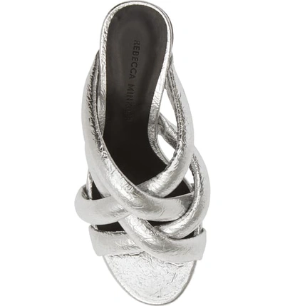 Shop Rebecca Minkoff Amandine Sandal In Silver Metallic Faux Leather