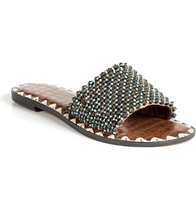 Shop Sam Edelman Gunner Slide Sandal In Turquoise Fabric