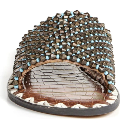 Shop Sam Edelman Gunner Slide Sandal In Turquoise Fabric