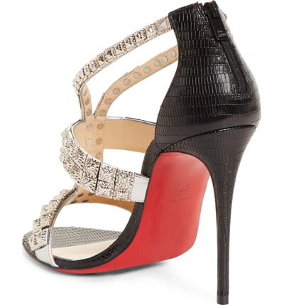 Shop Christian Louboutin Diwali Strappy Studded Sandal In Silver/ Black