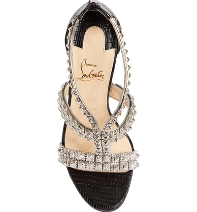 Shop Christian Louboutin Diwali Strappy Studded Sandal In Silver/ Black