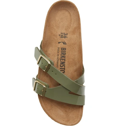 Shop Birkenstock Yao Slide Sandal In Khaki Patent