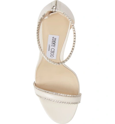 Shop Jimmy Choo Dochas Embellished Ankle Strap Sandal In Latte Leather