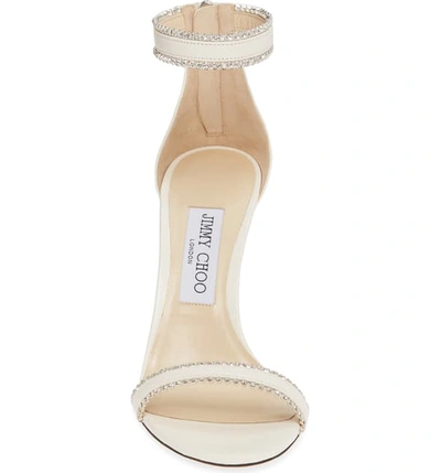 Shop Jimmy Choo Dochas Embellished Ankle Strap Sandal In Latte Leather