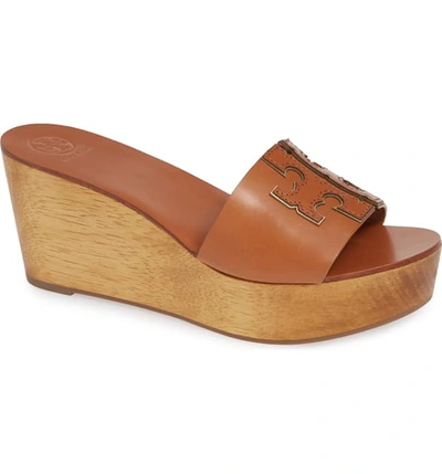 Shop Tory Burch Ines Wedge Slide Sandal In Tan / Spark Gold