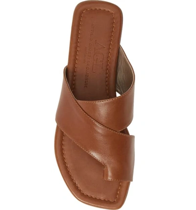Shop Agl Attilio Giusti Leombruni Asymmetrical Toe Loop Slide Sandal In Cuoio