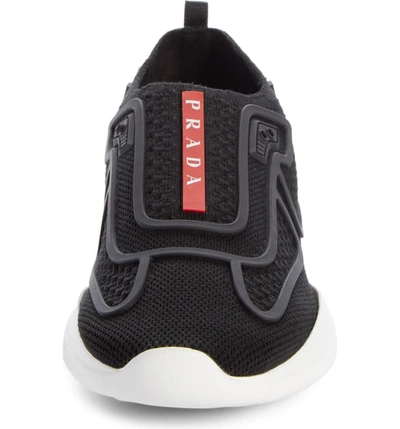 Shop Prada Knit Sock Sneaker In Black/ White