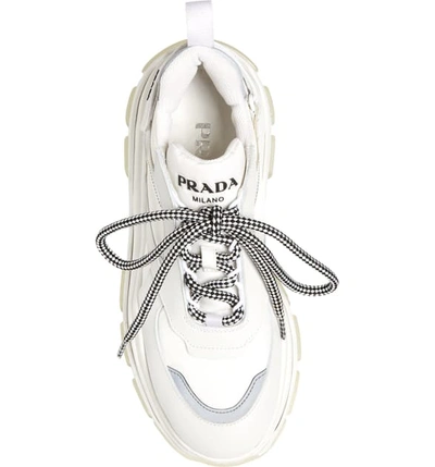 Shop Prada Platform Sneaker In White/ Argento