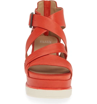 Shop Eileen Fisher Boost Wedge Sandal In Paprika Leather