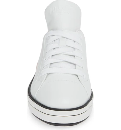 Shop Prada Logo Platform Sneaker In White/ Pink
