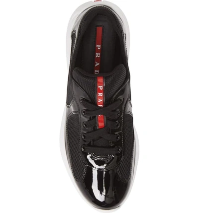 Shop Prada Logo Low Top Sneaker In Black Patent