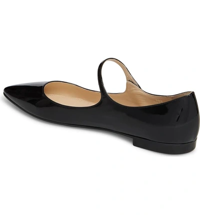 Shop Prada Pointy Toe Mary Jane Flat In Black Patent