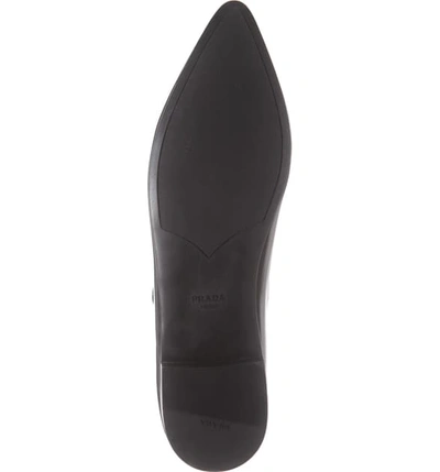 Shop Prada Pointy Toe Mary Jane Flat In Black Patent