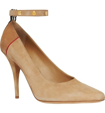 Shop Burberry Kiton Ankle Strap Pump In Tawny