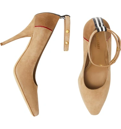 Shop Burberry Kiton Ankle Strap Pump In Tawny