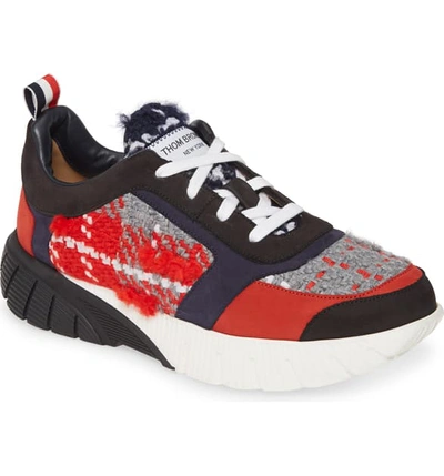 Shop Thom Browne Tartan Running Sneaker In Red Plaid