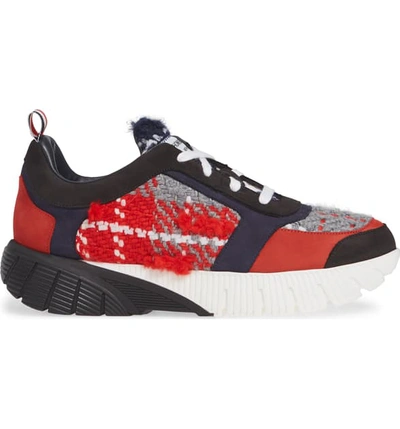 Shop Thom Browne Tartan Running Sneaker In Red Plaid