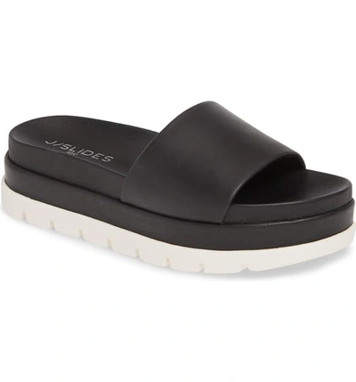 Shop Jslides Bibi Platform Sandal In Black Leather