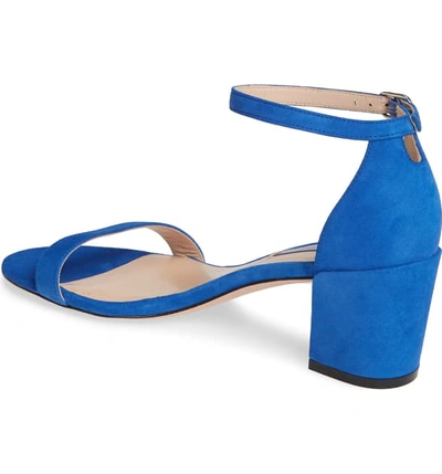 Shop Stuart Weitzman Simple Ankle Strap Sandal In Royal Blue Suede
